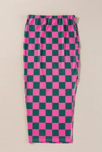 Load image into Gallery viewer, Rose Checkered Print Side Slit High Waist Midi Skirt
