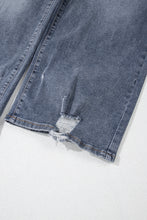 Load image into Gallery viewer, Medium Grey Plus Size Button Fly High Waist Ripped Straight Leg Jeans
