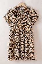 Cargar imagen en el visor de la galería, Brown Zebra Print Ruffled Tiered Dress
