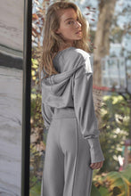 Load image into Gallery viewer, Gray Double Zipper Hooded Jacket and Sweatpants Active Set
