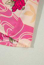 Cargar imagen en el visor de la galería, Pink Floral Allover Print Open Front Belted Duster Kimono
