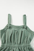 Cargar imagen en el visor de la galería, Moss Green Knotted Straps Button Textured Drawstring Jumpsuit
