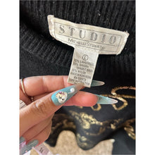 Load image into Gallery viewer, Vintage Retro 80s Angora Lambswool Sweater Embroidered Sequins Gold Old Money
