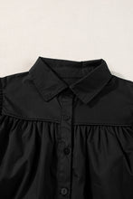 Cargar imagen en el visor de la galería, Black Crisp Puff Sleeve Loose Shirt
