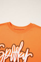 Load image into Gallery viewer, Grapefruit Orange Spooky Graphic Halloween Crew Neck Holiday Sweatshirt
