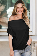 Cargar imagen en el visor de la galería, Black Cowl Neck Bat Sleeve T Shirt
