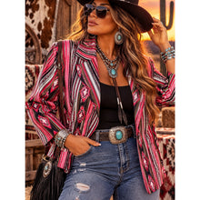 Cargar imagen en el visor de la galería, Rock &amp; Roll Cowgirl Patterned Blazer 100% Cotton Western-Aztec

