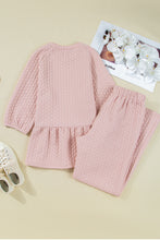 Load image into Gallery viewer, Delicacy Braided Texture Ruffle Hem Top Drawstring Loose Pants Set
