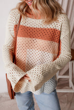 Load image into Gallery viewer, Apricot Pointelle Knit Colorblock Baggy Sweater
