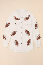 Cargar imagen en el visor de la galería, Beige Bubble Gum Texture Sequined Rugby Football Shacket
