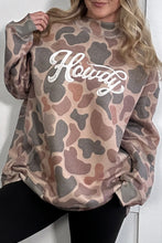 Cargar imagen en el visor de la galería, Multicolour Camo Print Howdy Western Style Baggy Pullover Sweatshirt
