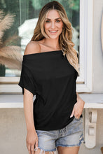 Cargar imagen en el visor de la galería, Black Cowl Neck Bat Sleeve T Shirt
