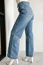 Load image into Gallery viewer, Dusk Blue Multi Buttons Medium Wash Straight Loose Leg Jeans
