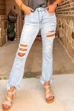 Cargar imagen en el visor de la galería, Beau Blue Light Wash Distressed Straight Leg Slim Fit Jeans
