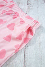 Cargar imagen en el visor de la galería, Pink Valentine Heart Shape Print Long Sleeve Top Shorts Lounge Set
