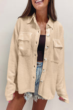 Load image into Gallery viewer, Apricot Solid Color Corduroy Buttoned Long Sleeve Shacket
