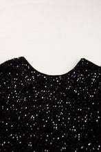 Load image into Gallery viewer, Black Sequin Long Sleeve Cutout Back Top
