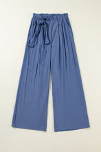 Cargar imagen en el visor de la galería, Wild Wind Belted Frilly Waist Wide Leg Loose Pants
