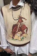 Cargar imagen en el visor de la galería, Gray Western Print Colorblock Trim Sleeveless Knitwear Vest

