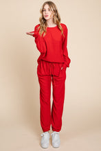 Load image into Gallery viewer, Super Lady Full Size Crinkle Check Round Neck Top and Pants Lounge Set
