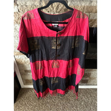 Load image into Gallery viewer, Vintage One Size 100% Cotton Red &amp; Black Egyptian Striped Relaxed Two Piece Set
