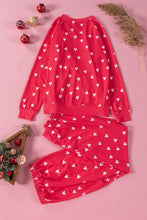 Load image into Gallery viewer, Fiery Red Valentines Heart Print Pants Set
