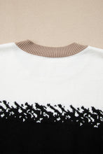 Load image into Gallery viewer, Black Stylish Color Block Pattern Drop Shoulder Sweater
