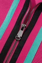 Load image into Gallery viewer, Strawberry Pink Striped Detail Flutter Sleeve Zipped Collar Short Set
