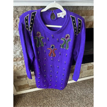 Load image into Gallery viewer, Vintage 80s Purple Embellished Angora Lambswool Sequins Knit Dress

