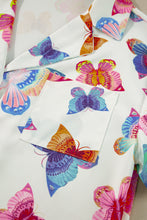 Cargar imagen en el visor de la galería, Multicolour Butterfly Pattern Short Sleeve Shirt Pajamas Set
