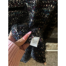 Load image into Gallery viewer, Christopher &amp; Banks Open Front Popcorn Sweater Gray Teal and Purple
