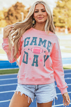 Load image into Gallery viewer, Pink Rugby Football GAME DAY Graphic Drop Shoulder Sweatshirt
