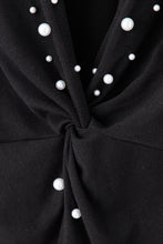 Load image into Gallery viewer, Black Pearls Embellished Twist Back Tee
