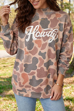 Cargar imagen en el visor de la galería, Multicolour Camo Print Howdy Western Style Baggy Pullover Sweatshirt
