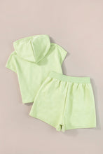 Cargar imagen en el visor de la galería, Meadow Mist Green Textured Cropped Hoodie and Shorts Set
