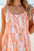 Load image into Gallery viewer, Orange Abstract Print Spaghetti Straps Backless Tiered Maxi Dress
