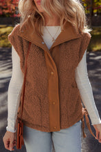 Load image into Gallery viewer, Cinnamon Faux Fur Snap Button Front Knot Side Plush Vest with Pockets
