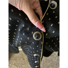 Cargar imagen en el visor de la galería, Vintage Leslie Faye Black &amp; Gold Studded Women's Blazer Jacket
