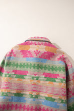 Load image into Gallery viewer, Pink Plus Size Aztec Printed Flap Pocket Shacket
