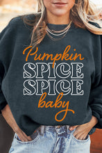 Load image into Gallery viewer, Dark Grey Halloween Pumpkin Spice Baby Graphic Textured Sweatshirt
