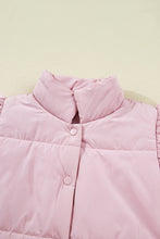 Load image into Gallery viewer, Pink Stand Neck Flutter Sleeve Snap Button Puffer Vest
