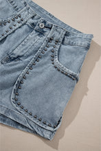 Load image into Gallery viewer, Dusk Blue Studded Acid Wash Jean Shorts
