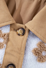 Cargar imagen en el visor de la galería, Light French Beige Cute Flower Pattern Button Up Fleece Jacket
