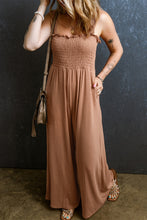 Load image into Gallery viewer, Dusty Pink Ruffled Shirred Wide Leg Sleeveless Jumpsuit
