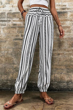 Cargar imagen en el visor de la galería, Black Stripe Boho Striped Print Casual Pants
