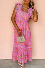 Load image into Gallery viewer, Rose Floral Lace Tied Strap Empire Waist Maxi Dress

