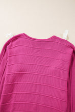 Load image into Gallery viewer, Hot Pink Bow Knot Cut Out Round Neck Loose Sweater
