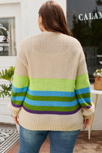 Cargar imagen en el visor de la galería, Parchment Color Block Crochet Open Front Plus Size Cardigan
