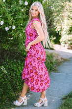 Cargar imagen en el visor de la galería, Bonbon Retro Print Twisted Front Ruffled Sleeve Maxi Dress
