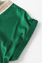 Load image into Gallery viewer, Dark Green Guipure Trim V Neck Satin Two-piece Set
